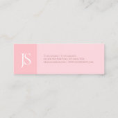 トレンディー赤面ピンクモダンシンプルモノグラムテンプレート スキニー名刺 (裏面)