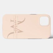 トレンディー赤面ピンクモノグラムスクリプト名ガーリー Case-Mate iPhoneケース (裏面 (横))