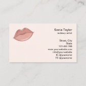 トレンディー赤面ピンクリップメイクアップアーティスト美しいサロン 名刺 (裏面)