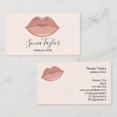 トレンディー赤面ピンクリップメイクアップアーティスト美しいサロン 名刺 (正面/裏面)