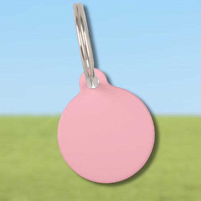 トレンディー赤面ピンク無地のカラー |クラシックエレガント ペット　ネームタグ (クリエイターアップロード済み)