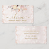 トレンディー赤面ピンク金ゴールドグラムメイクアップアーティスト 名刺 (正面/裏面)