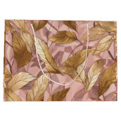 トレンディー赤面ピンク金ゴールドボホ葉コレクショつるン ラージペーパーバッグ (裏面)
