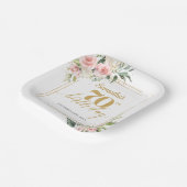 トレンディー赤面フローラユーカリ金ゴールド70歳の誕生日 ペーパープレート (傾斜あり)