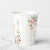 トレンディー赤面フローラユーカリ金ゴールド70歳の誕生日 紙コップ (右)