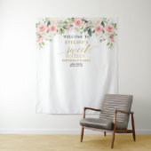 トレンディー赤面フローラ金ゴールドキラキラ16th birthday タペストリー (インサイチュ)