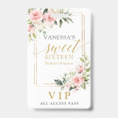 トレンディー赤面フローラ金ゴールドスパークルズ甘い16th バッジ (裏面)