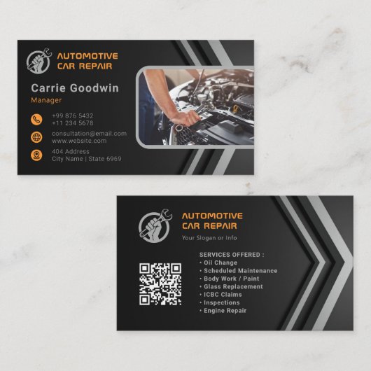 トレンディー車の車の修理 |カスタム 名刺 (正面/裏面)