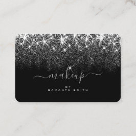 トレンディー輝くシルバーグリッタースターズメイクアップアーティスト 名刺