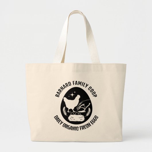 トレンディー農家オーガニック生卵チキンギフト ラージトートバッグ (正面)