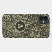 トレンディー迷彩緑パーソナライズされた文字 Case-Mate iPhoneケース (裏面(横))