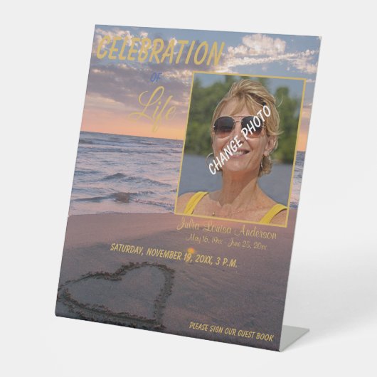 トレンディー追悼式ビーチサンセット台座標識 台座サイン (正面)