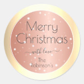 トレンディー金ゴールドきらめく効果エレガントクリスマススタイル ラウンドシール (正面)