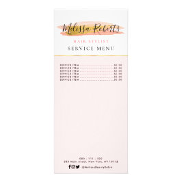 トレンディー金ゴールドとピンクサービスメニューカード ラックカード