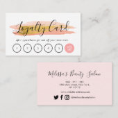 トレンディー金ゴールドとピンクストロークロイヤリティカード 名刺 (正面/裏面)