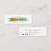 トレンディー金ゴールドとミントグリーンの名刺 スキニー名刺 (正面/裏面)