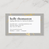 トレンディー金ゴールドの大理石パターンのグレーデザイナー 名刺 (裏面)