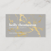 トレンディー金ゴールドの大理石パターンのグレーデザイナー 名刺 (正面)