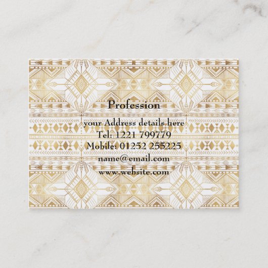 トレンディー金ゴールドの幾何アステカ模様 名刺 (裏面)
