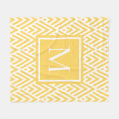 トレンディー金ゴールドイエローモノグラム矢印ダイヤモンドパターン フリースブランケット (正面(横))