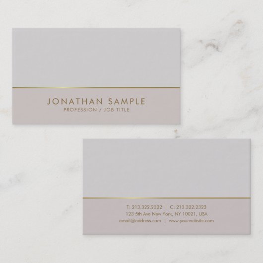 トレンディー金ゴールドエレガントカラー調和ラグジュアリープレーン 名刺 (正面/裏面)