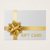 トレンディー金ゴールドギフト弓サテンリボンホワイトギフトカード (正面)