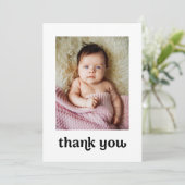 トレンディー金ゴールドクロスモダンベビーガール写真バプテスマ サンキューカード (スタンド正面)