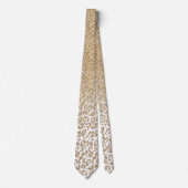 トレンディー金ゴールドグリッターとレオパード印刷グラデーション ネクタイ (正面)