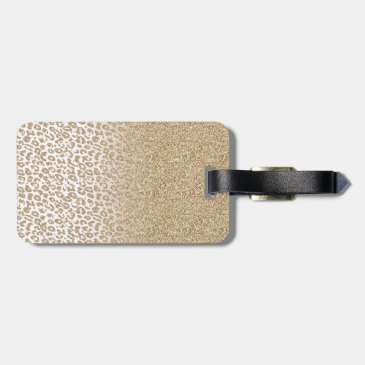 トレンディー金ゴールドグリッターとレオパード印刷グラデーション ラゲッジタグ (裏面横)