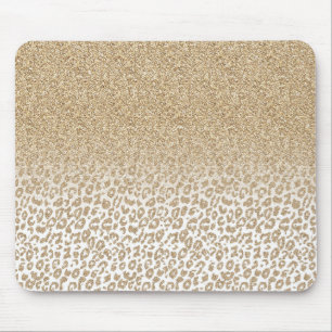 トレンディー金ゴールドグリッターとLeopard印刷のグラデーション マウスパッド