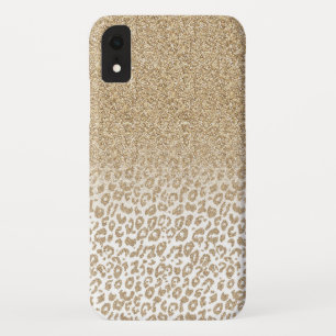 トレンディー金ゴールドグリッターとLeopard印刷のグラデーション iPhone XRケース