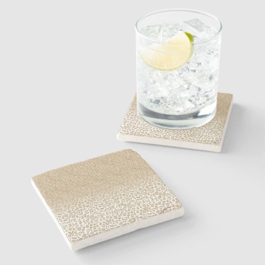 トレンディー金ゴールドグリッターとLeopard Print Gradient ストーンコースター (横)