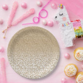 トレンディー金ゴールドグリッターとLeopard Print Gradient ペーパープレート (パーティー)