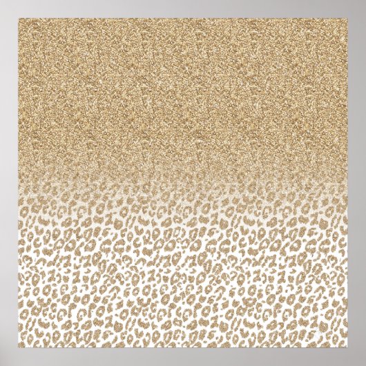 トレンディー金ゴールドグリッターとLeopard Print Gradient ポスター (正面)