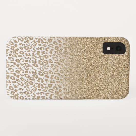 トレンディー金ゴールドグリッターとLeopard Print Gradient Case-Mate iPhoneケース (裏面(横))