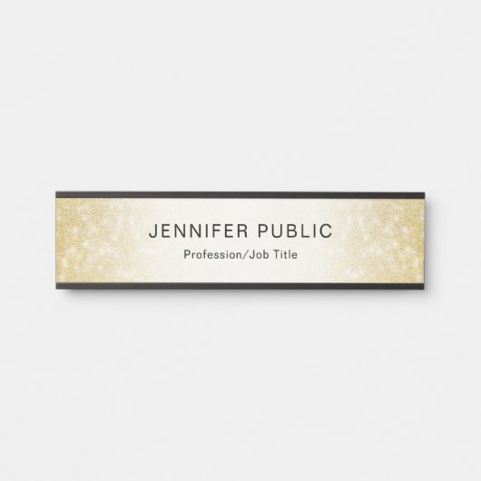 トレンディー金ゴールドグリッターエレガントモダンテンプレート サインプレート (正面)