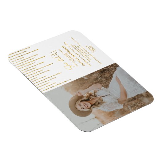 トレンディー金ゴールドグリッターグラードパーティーフォト招待状 マグネット (右側)