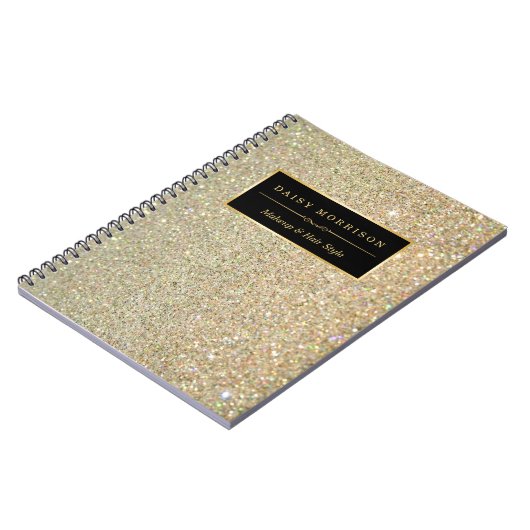 トレンディー金ゴールドグリッタースパークルズ化粧美しいサロン ノートブック (左側)