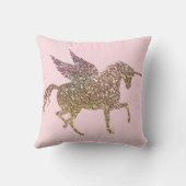 トレンディー金ゴールドグリッタースパークルユニコーンペガソスホース クッション (裏面)
