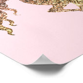 トレンディー金ゴールドグリッタースパークルユニコーンペガソスホース ポスター (角)