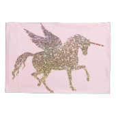 トレンディー金ゴールドグリッタースパークルユニコーンペガソスホース 枕カバー (裏面)