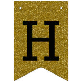 トレンディー金ゴールドグリッターハッピー新年 バンティングフラッグ (第1の旗)