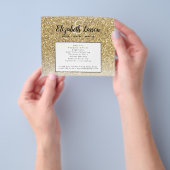 トレンディー金ゴールドグリッターメイクアップアーティストヘアサロンフライヤー チラシ (手)