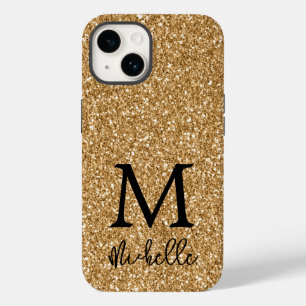 トレンディー金ゴールドグリッターモノグラムイニシャル名 Case-Mate iPhone 14ケース