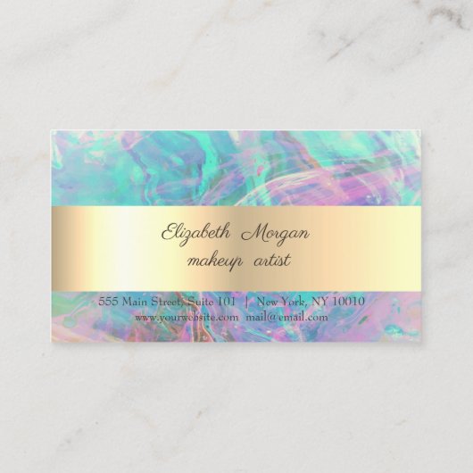 トレンディー金ゴールドグリッターラッフェイクシュopal虹彩 ロイヤリティカード (裏面)