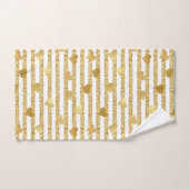 トレンディー金ゴールドグリッターロマンチックハートパタガーリーーン バスタオルセット (ハンドタオル)