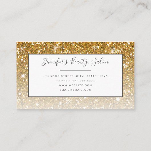 トレンディー金ゴールドグリッター化粧アーティストヘアサロン  名刺 (裏面)