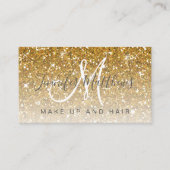 トレンディー金ゴールドグリッター化粧アーティストヘアサロン 名刺 (正面)