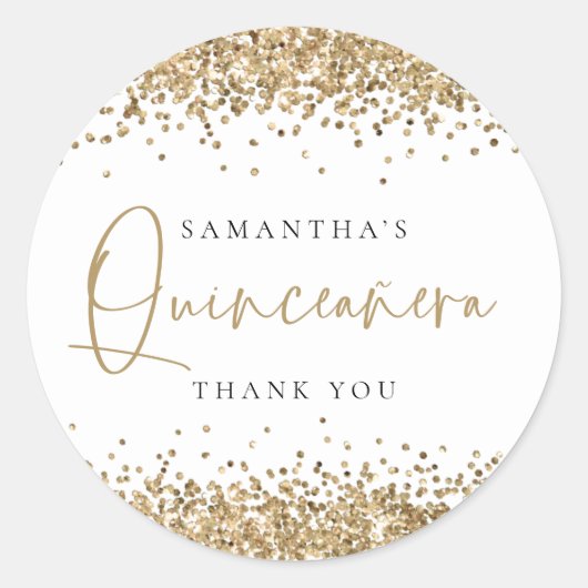 トレンディー金ゴールドグリッター名キンセアニラサンキュー ラウンドシール (正面)
