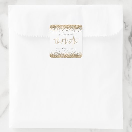 トレンディー金ゴールドグリッター名日付30番目 スクエアシール (バッグ)